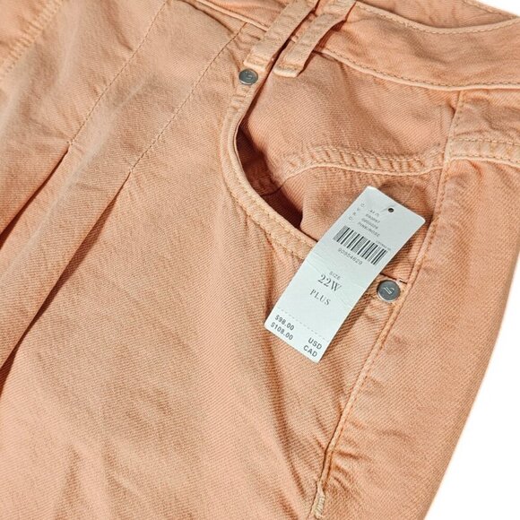 Anthropologie Plus Pilcro Pleated Micro Denim Skirt Orange Lyocell Size 22W NWT - Picture 8 of 9